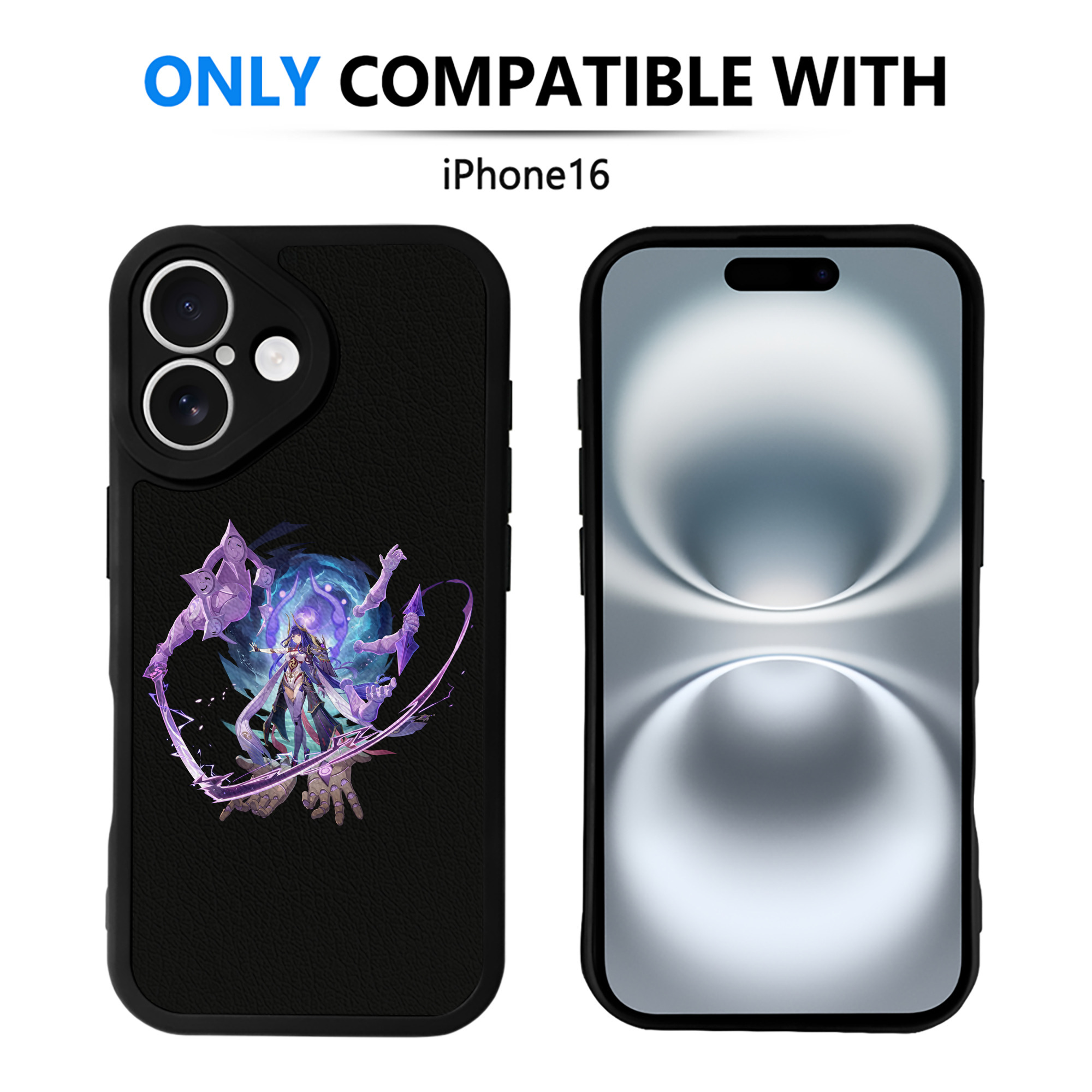 げんし神 雷電将軍 らいでんしょうぐん genshin Raiden Shogun 【iPhone 16シリーズ対応】シリコンスマホケース（レザー調） 材質：シリコン